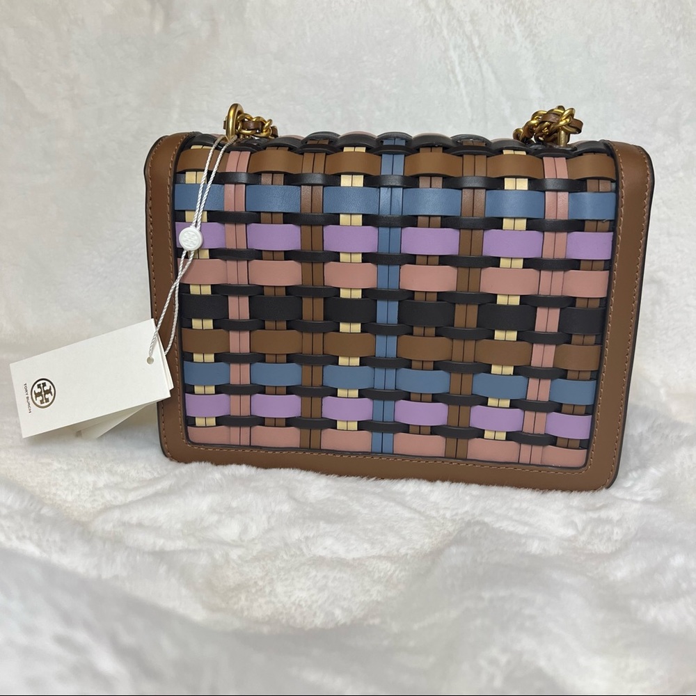⚠️ SOLD ⚠️NWT Tory Burch Britten Woven Small Adjustable Shoulder Bag - Picture 2 of 13